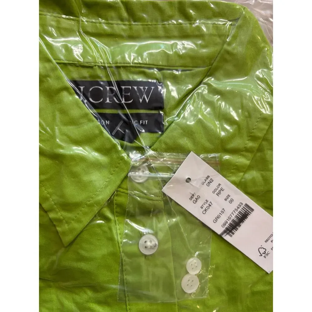J Crew Garcon Classic Shirt 00 XS NWT Rich Pear Green Button Top CK047 J.Crew